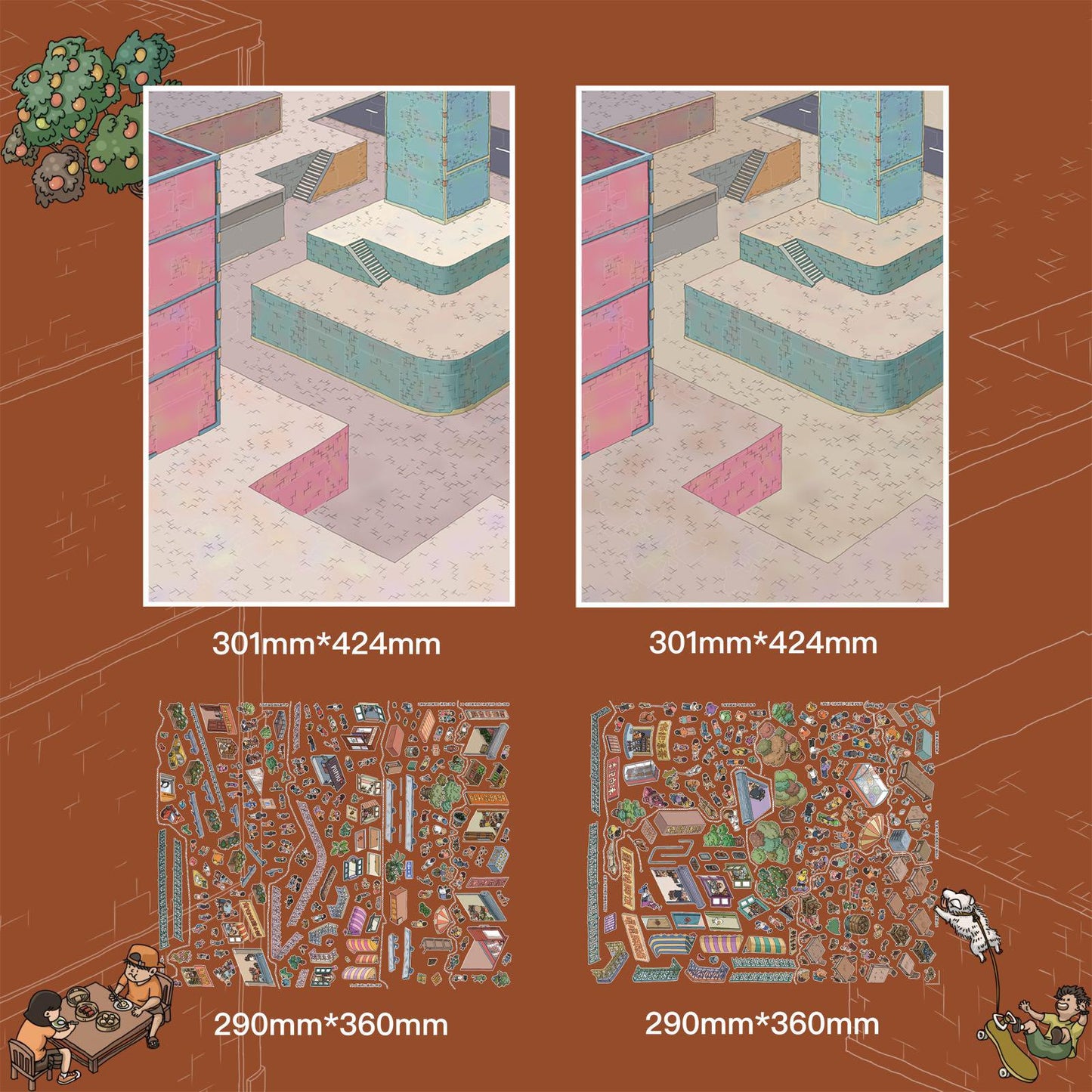 【Alive Alley】Mega size funny 3D Scene Sticker (30.1*42.4cm)