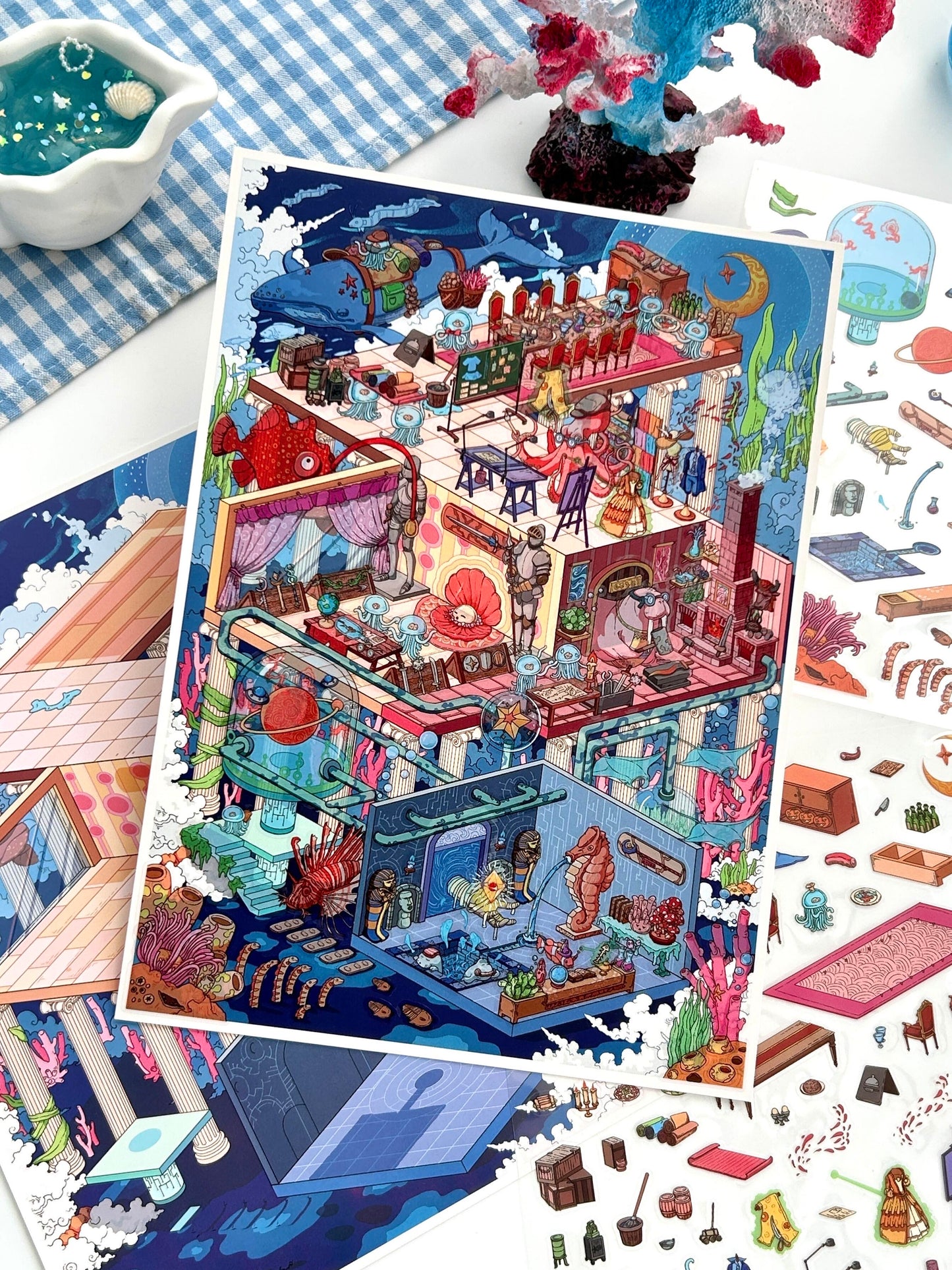 【Christmas Card】Christmas 3D DIY Miniature Sticker - 12 Scene Stickers