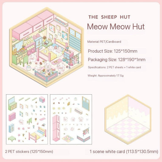 Mini 3D DIY relaxing Fun cute scene Stickers -- 9 sets Mini Beginner Stickers