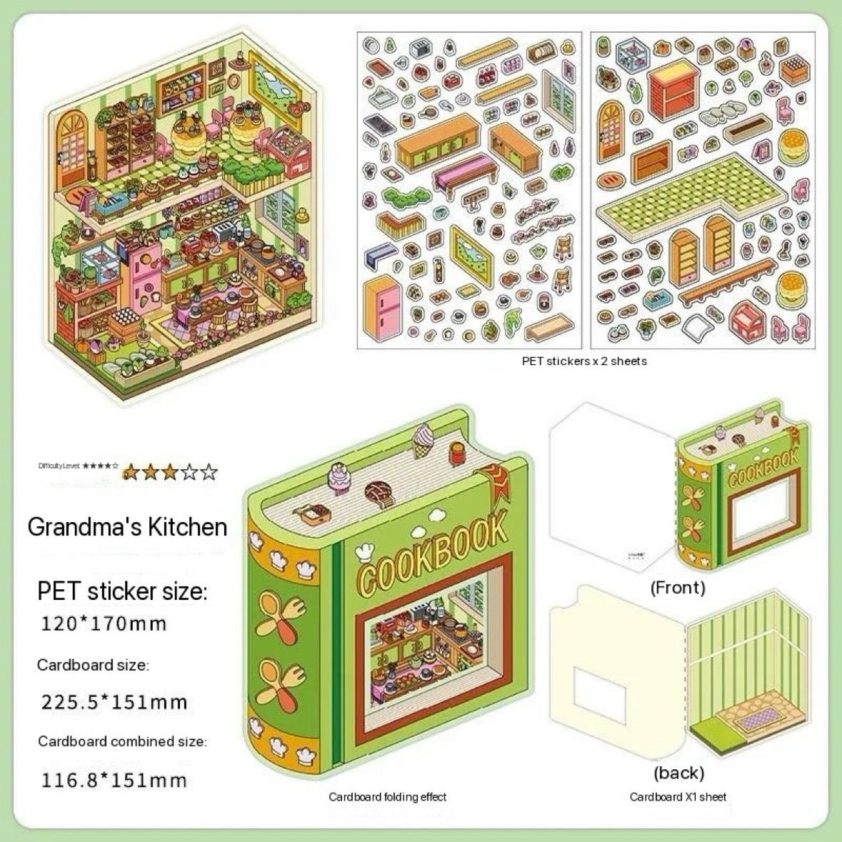 “Open for Business Today” Series 3D DIY Foldable Stickers -- 4 Scene Stixkers