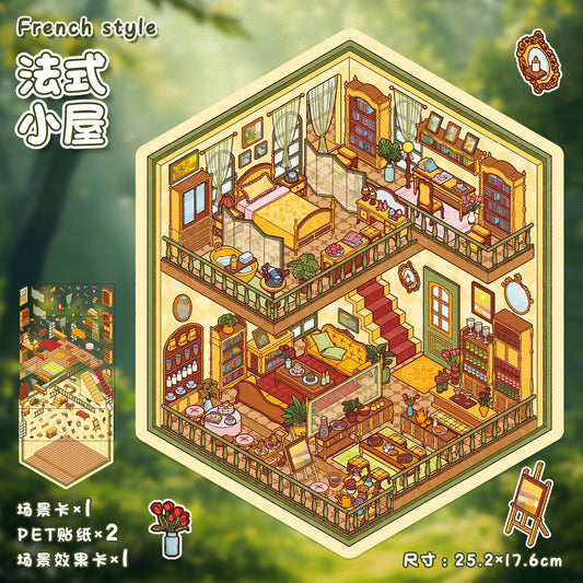 Tidy Room 3D DIY Stickers --- 2 Scene Stickers