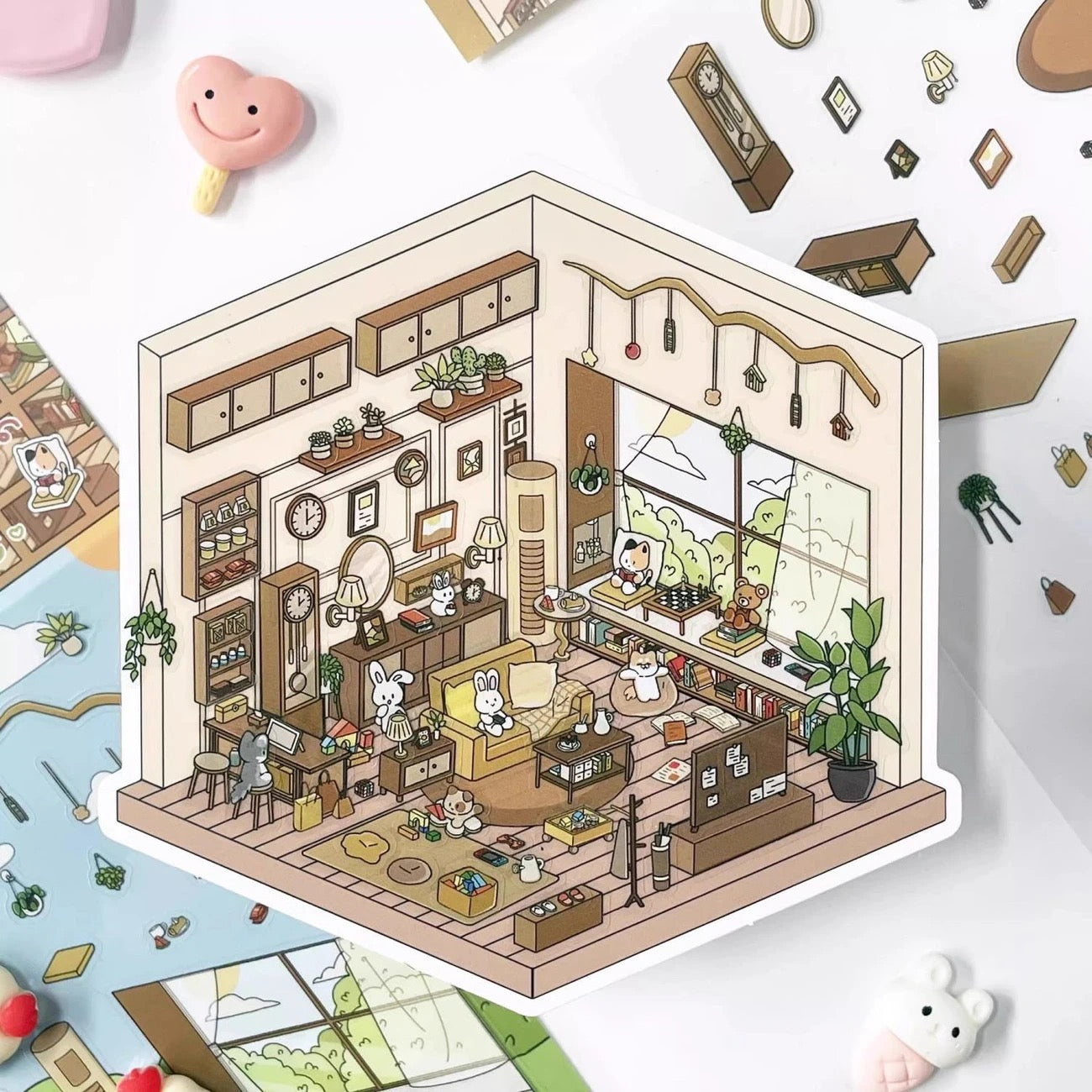 Life Party DIY 3D Relaxing Cilling Time Stickers ------4 sets Scene Stickers