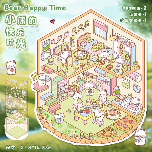 Wonderful Time 3D DIY Sticker -- 4 Scene Stickers