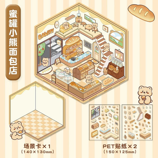 Cute Pet Shop 3D DIY Stickers -- 4 Scene Stickers