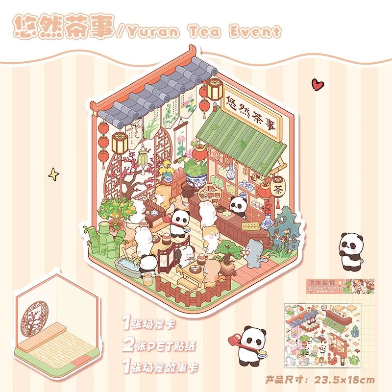 Mixed Pack 3D DIY House stickers -- 6 Miniature Scene Stickers