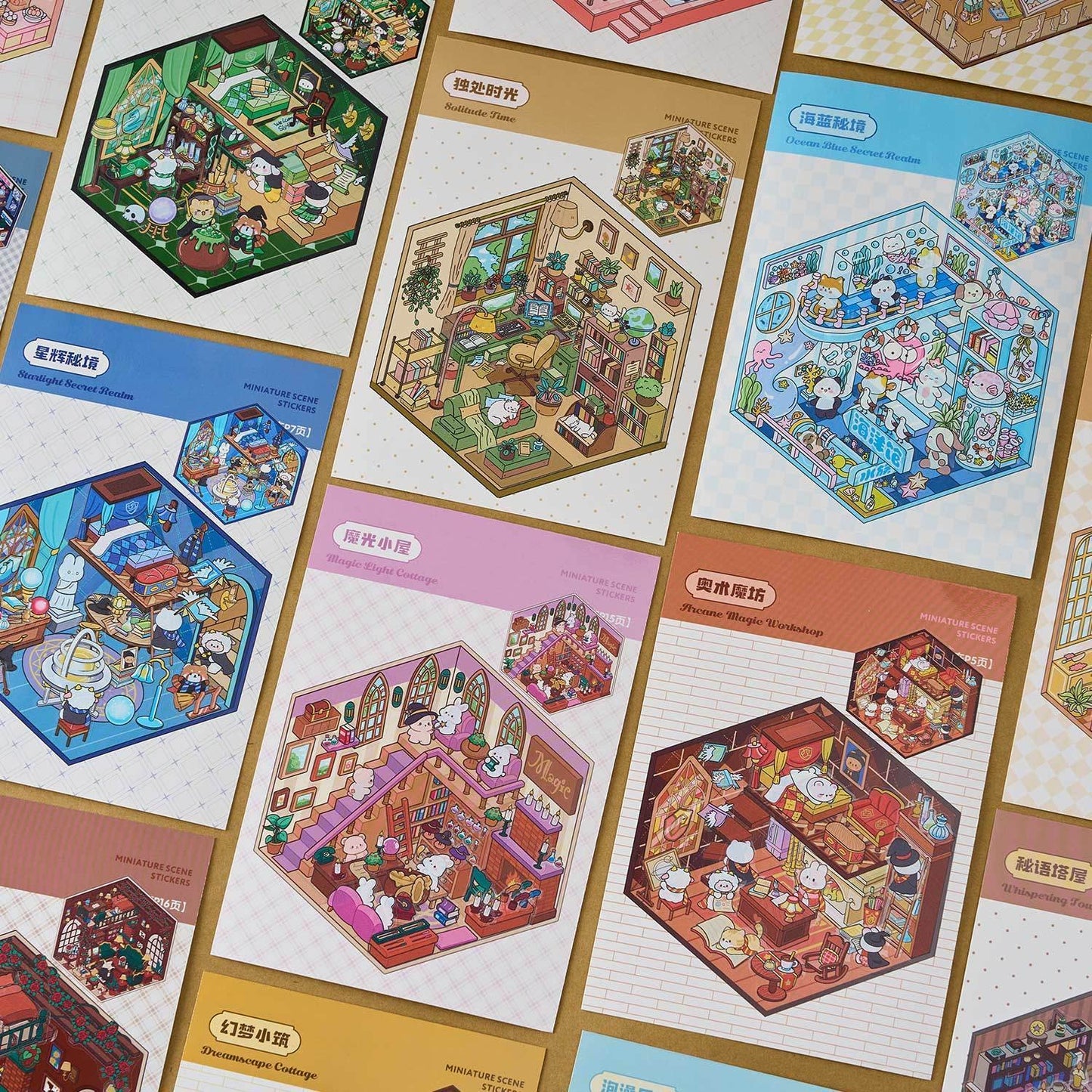 1 Book including 20 Cute Miniature Scenes! Dreamy Town 2.0 Scene Sticker Collection Book 3d sticker Collection– Relaxing Stress-Relief Toy