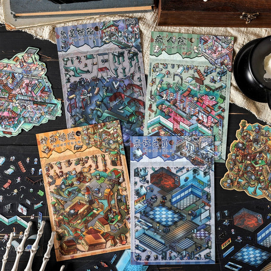 Halloween Horror World 3D DIY Scene Sticker -- 4 sets together