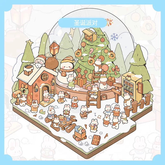 Christmas Party Preparation 3D DIY Miniature Stickers -- 2 Scene Stickers