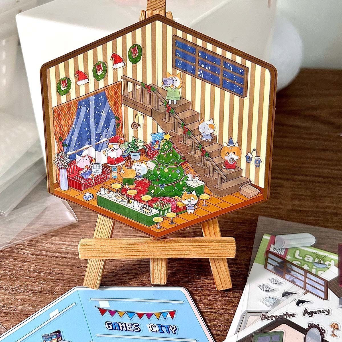 Christmas Eve DIY 3D Miniature Relaxing Cute Scene Sticker