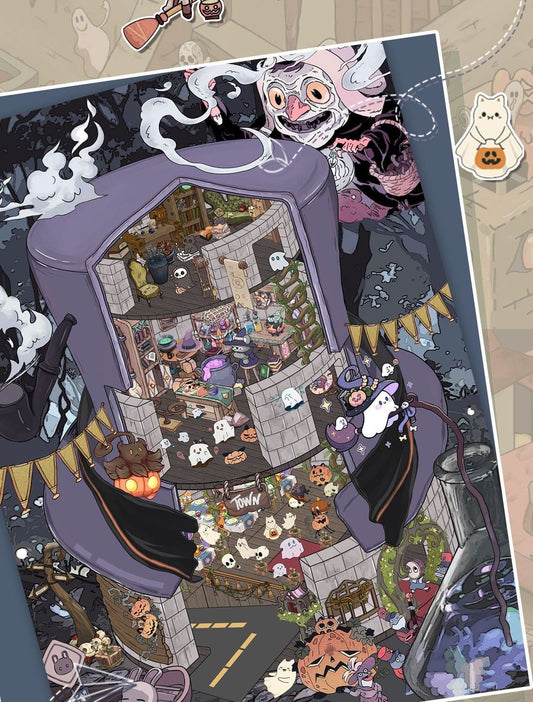 Magic Spooky Night Carnival DIY 3D Sticker Halloween Horror -- 2 Scene Stickers