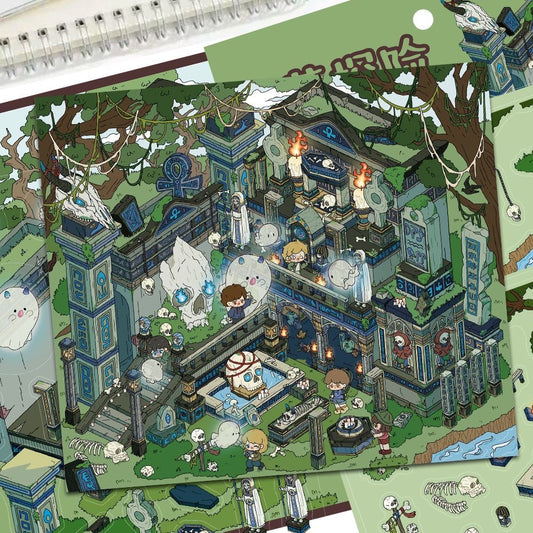 Ancient Tomb Adventure 3D DIY Miniature Sticker Halloween Horror Scene