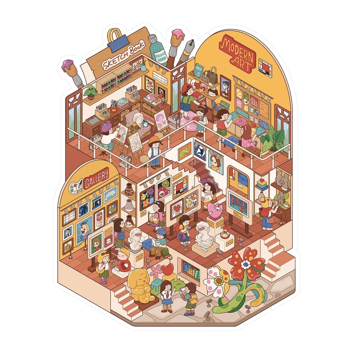 Lifestyle Series Large Size 3D DIY Miniature Sticker -- 2 Scene Stickers