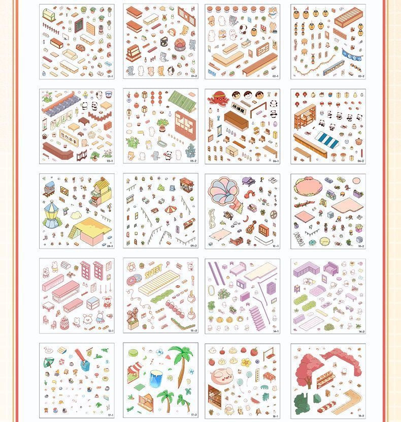20 Cute Scenes Set 3D DIY Sticker Collection