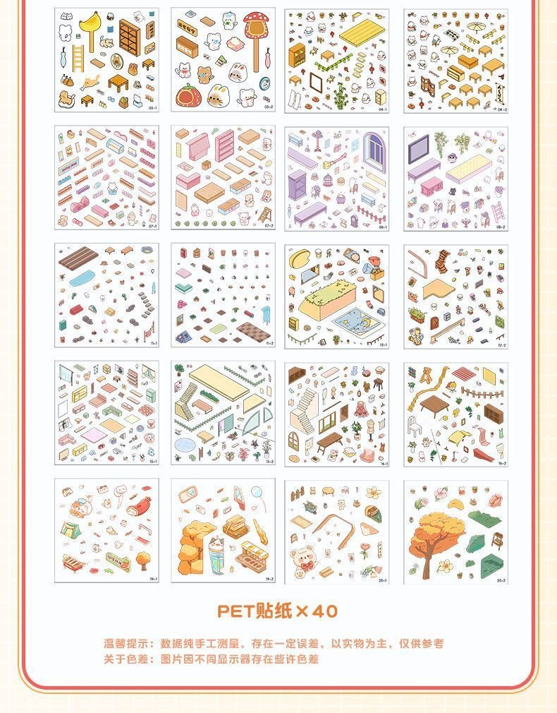 20 Cute Scenes Set 3D DIY Sticker Collection