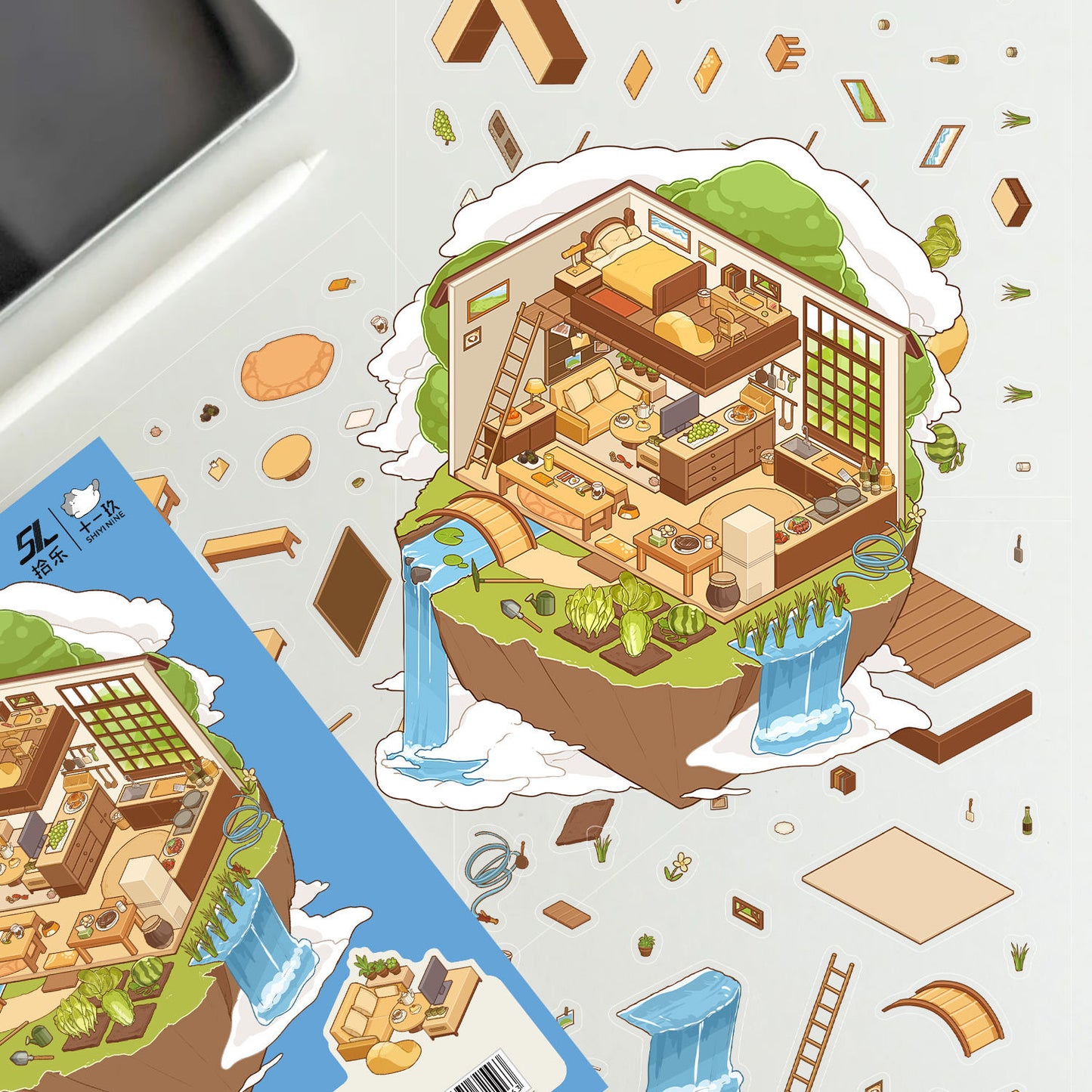 Sky Island 3D DIY Miniature Scene Fantasy Room Sticker