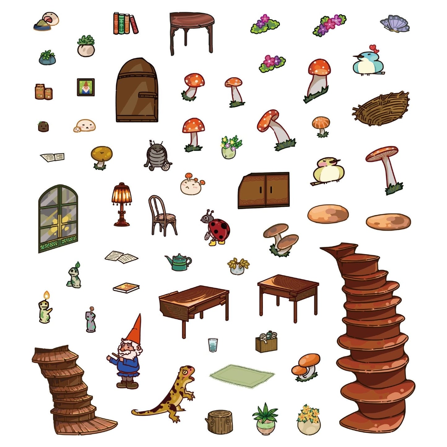 Mushroom Hut 3D DIY Magic Room Miniature Mini Scene Sticker