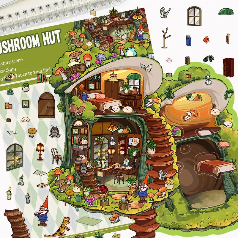 Mushroom Hut 3D DIY Magic Room Miniature Mini Scene Sticker