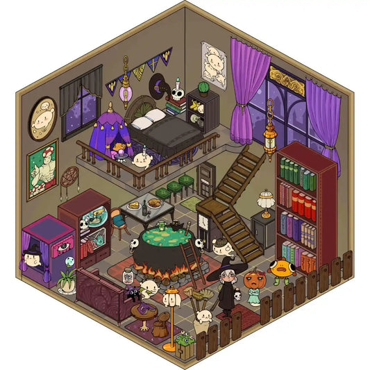 Dark Gothic Magic 3D DIY Miniature Sticker for Stress Relief -- 4 Scene Stickers