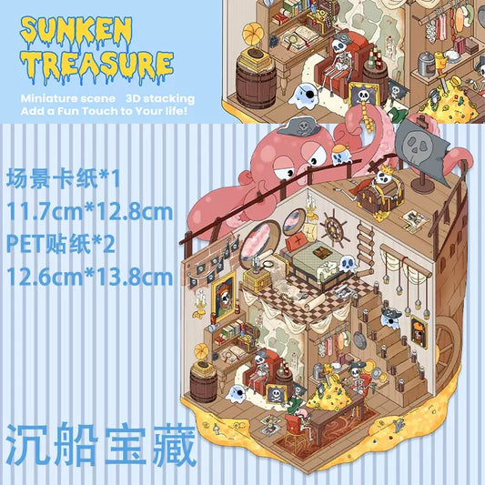 4 sets Halloween Style Horror Crime Scene Stickers Miniature for stress relief