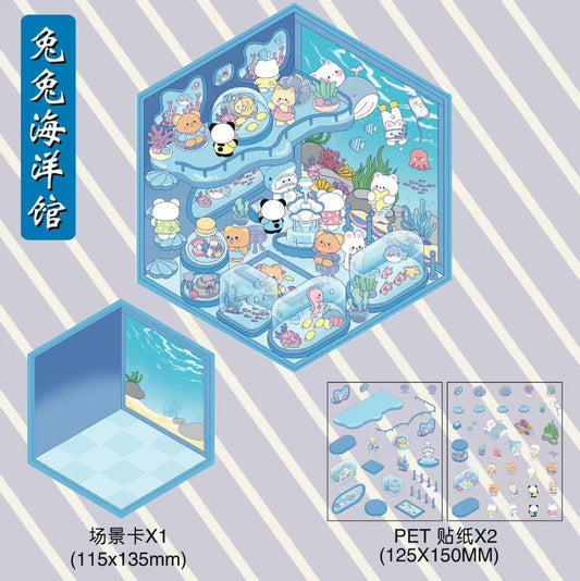 【D1】11 Adorable Miniature Scene Stickers – Relax & Relieve Stress