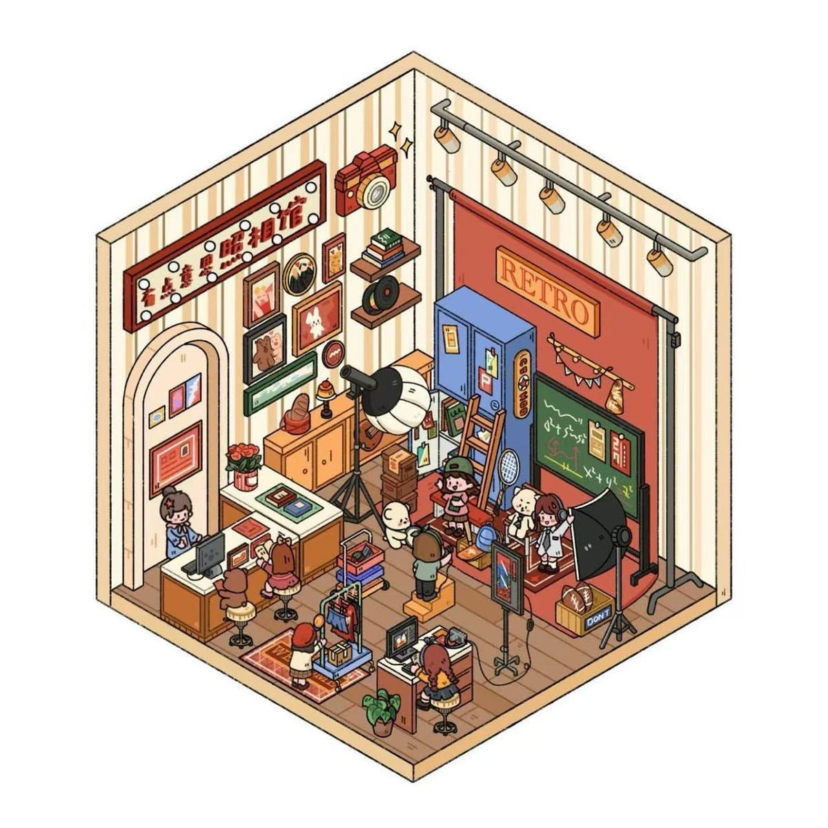 【D1】11 Adorable Miniature Scene Stickers – Relax & Relieve Stress