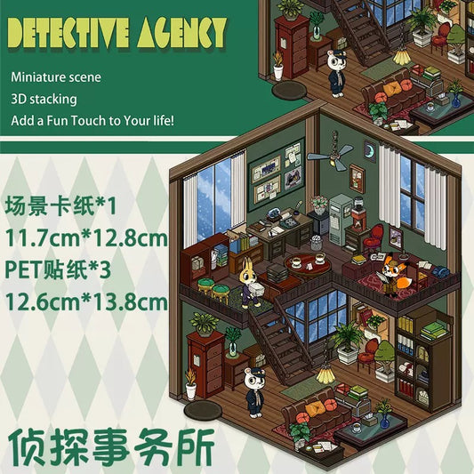 【Detective Agency】3D DIY Miniature Scene Sticker for Relaxation & Stress Relief