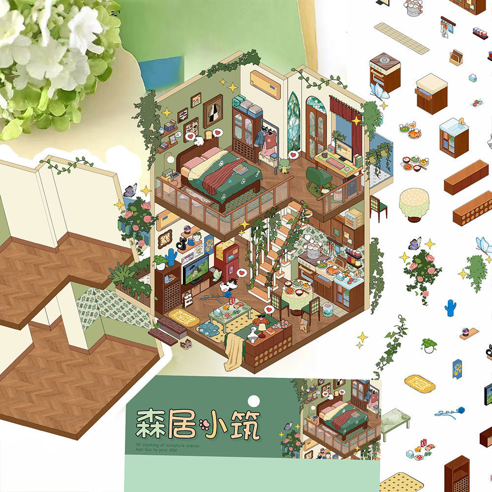 【Forest Cottage】3D DIY Relaxing ASMR Enjoyable Miniature Scene Sticker