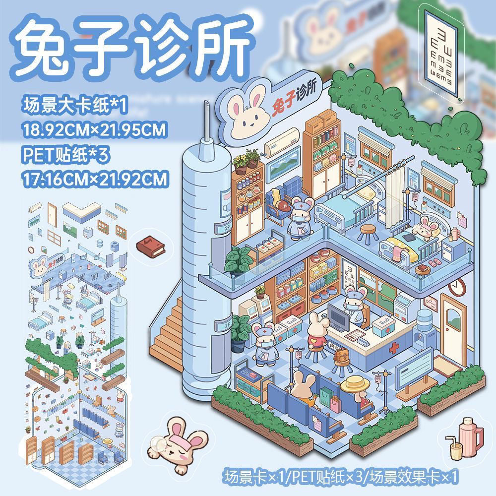 【Bunny Clinic】3D DIY Miniature Scene Sticker for Relaxation & Stress Relief