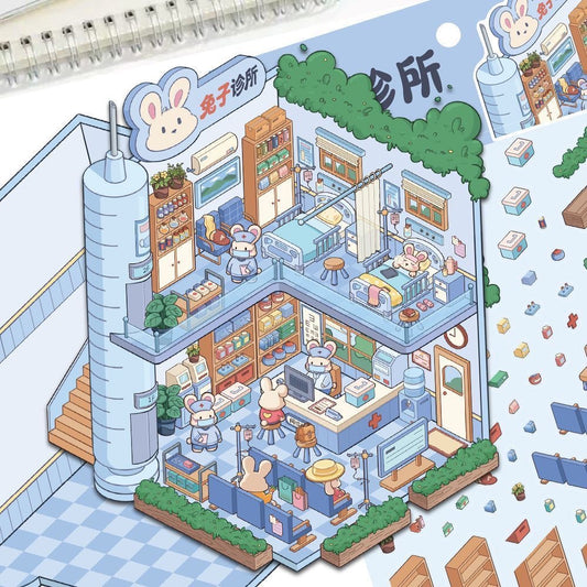 【Bunny Clinic】3D DIY Miniature Scene Sticker for Relaxation & Stress Relief