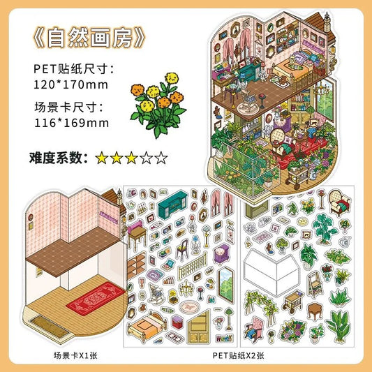 【Cozy Nature Living】3D DIY Relaxing Miniature Sticker - 4 Scene Stickers