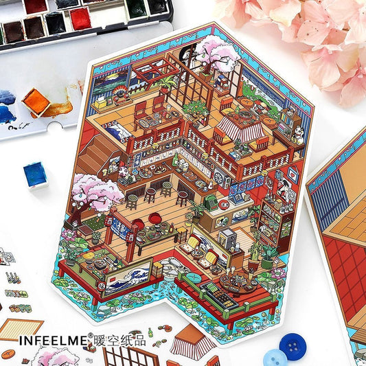 【Japanese Style】3D DIY Sticker - 4 Scene Stickers (18*25cm)
