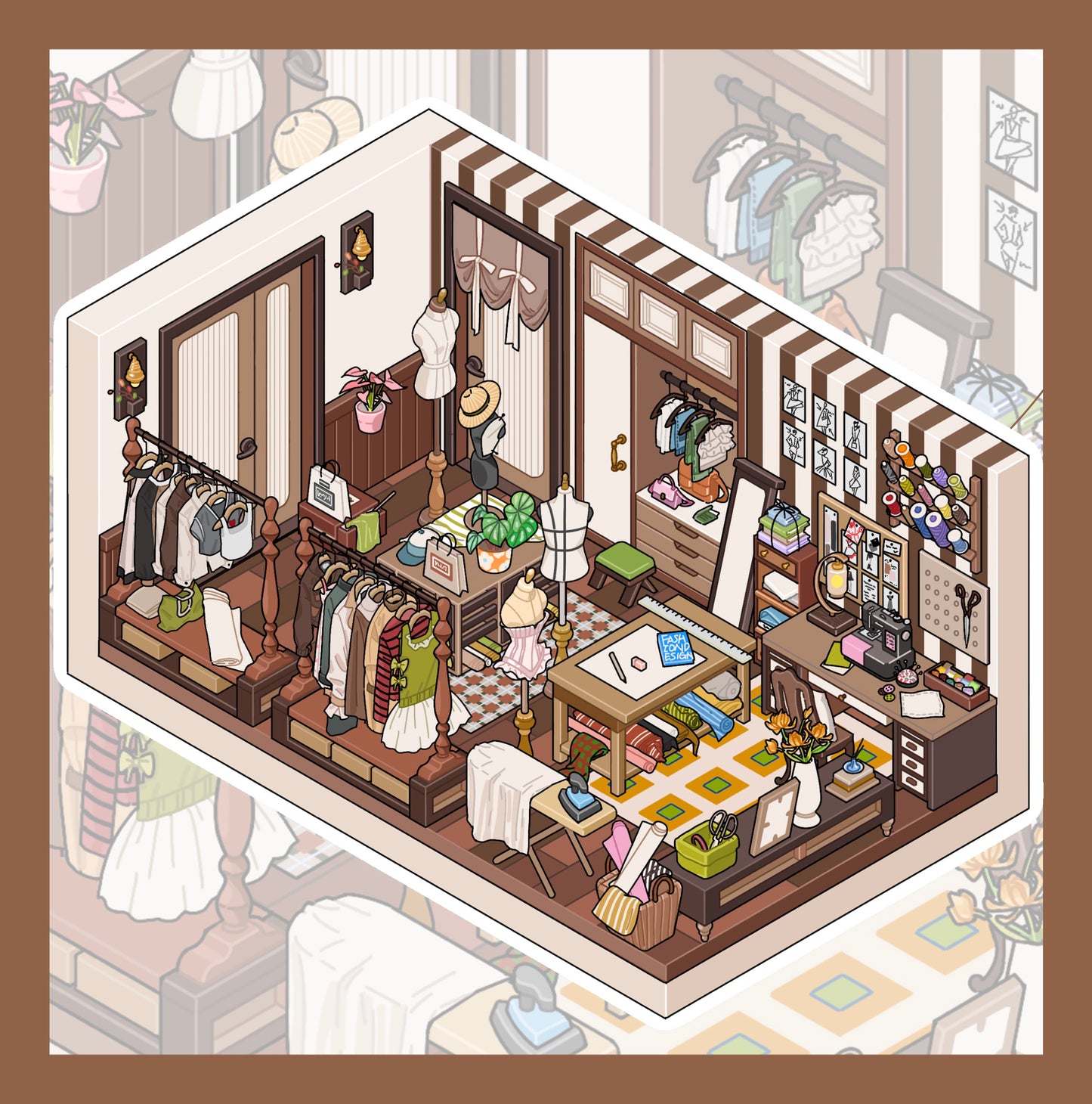 New Cozy Room 3D DIY Miniature Sticker -- 4 Scene Stickers