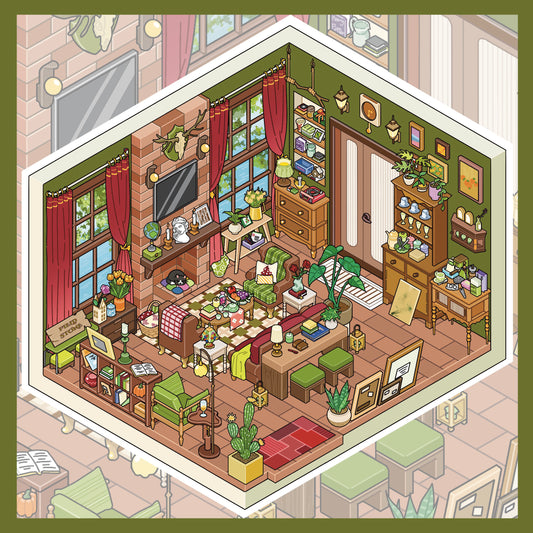 New Cozy Room 3D DIY Miniature Sticker -- 4 Scene Stickers