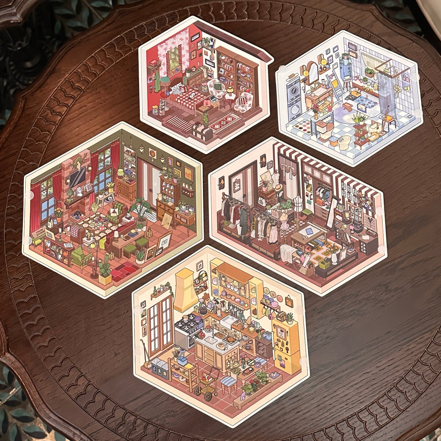 New Cozy Room 3D DIY Miniature Sticker -- 4 Scene Stickers