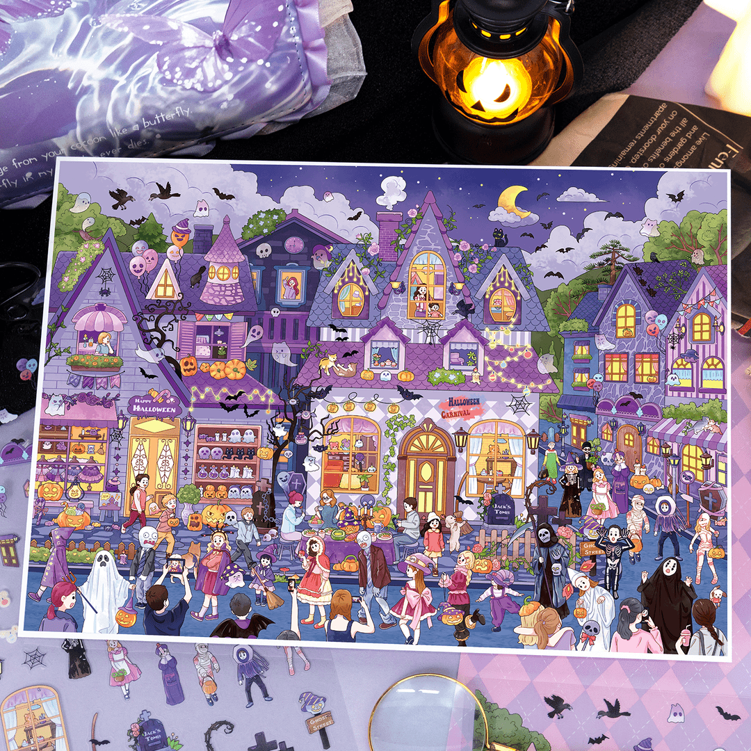 【Halloween & Christmas】Celebration Holiday Scenes Stickers -2 Stickers(24.5*32cm)