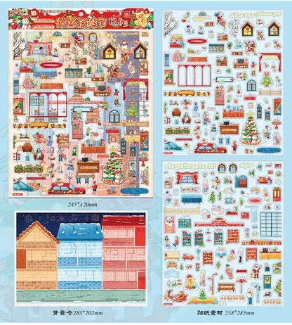 【Halloween & Christmas】Celebration Holiday Scenes Stickers -2 Stickers(24.5*32cm)