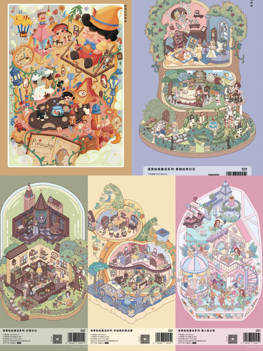 【Fairy Tale Series】Large Satisfying Sticker - 5 Scene Stickers (18*29cm)