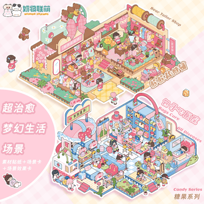 【Candy Series】Large Cute Miniature Sticker - 2 Scene Stickers (29.7*21cm)
