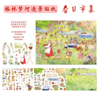【Grimm's Fairy Tales】Beautiful Scene Stickers - 3 relaxing stickers (15*21cm)