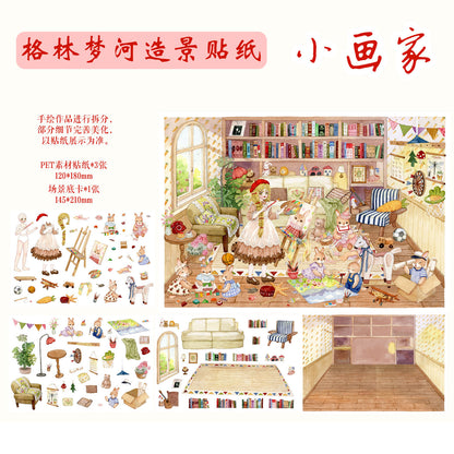 【Grimm's Fairy Tales】Beautiful Scene Stickers - 3 relaxing stickers (15*21cm)