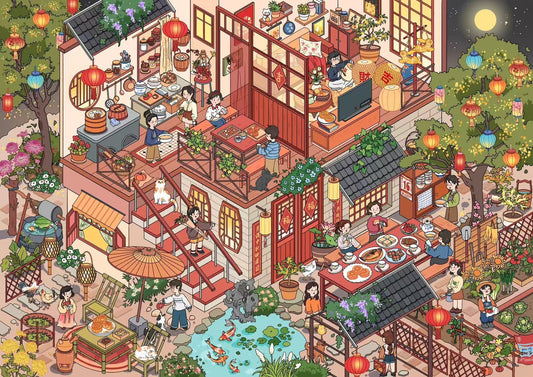 【Mid-Autumn Festival】Large size Chinese Culture Scene Sticker (21.6*32.9cm)