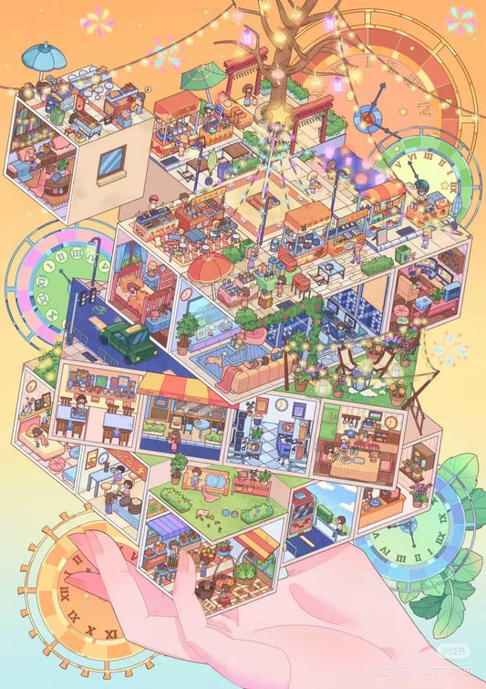 【Handheld Rubik's cube】Large size 3D DIY New Scene Sticker (25*37cm)