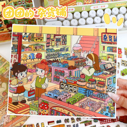 【snack shop】3D DIY Cute Miniature Sticker - 2 Scene Stickers (29.7*21cm)