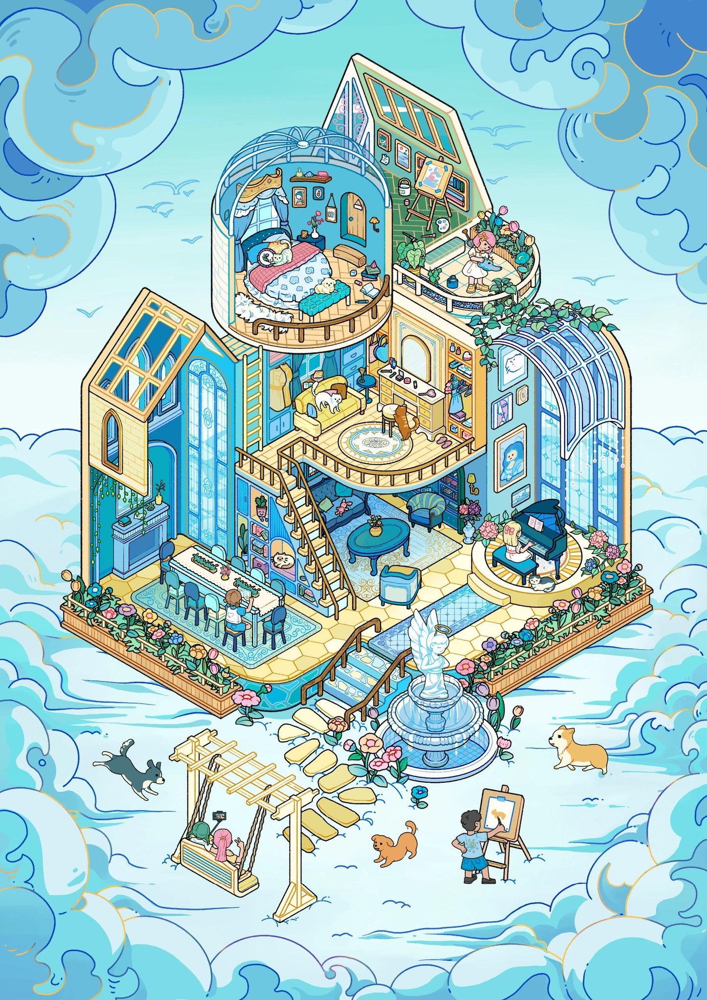 【Cloud Cabin】3D Fancy Scene Sticker (21*29.7cm)