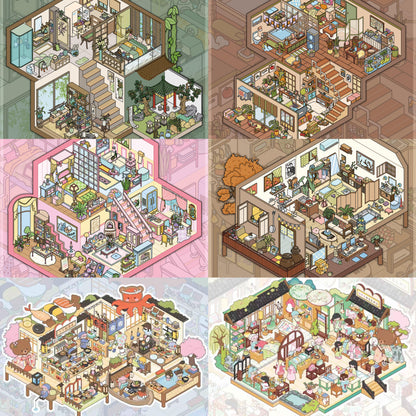 【D5】3D DIY Miniature Sticker - 6 Scene Stickers