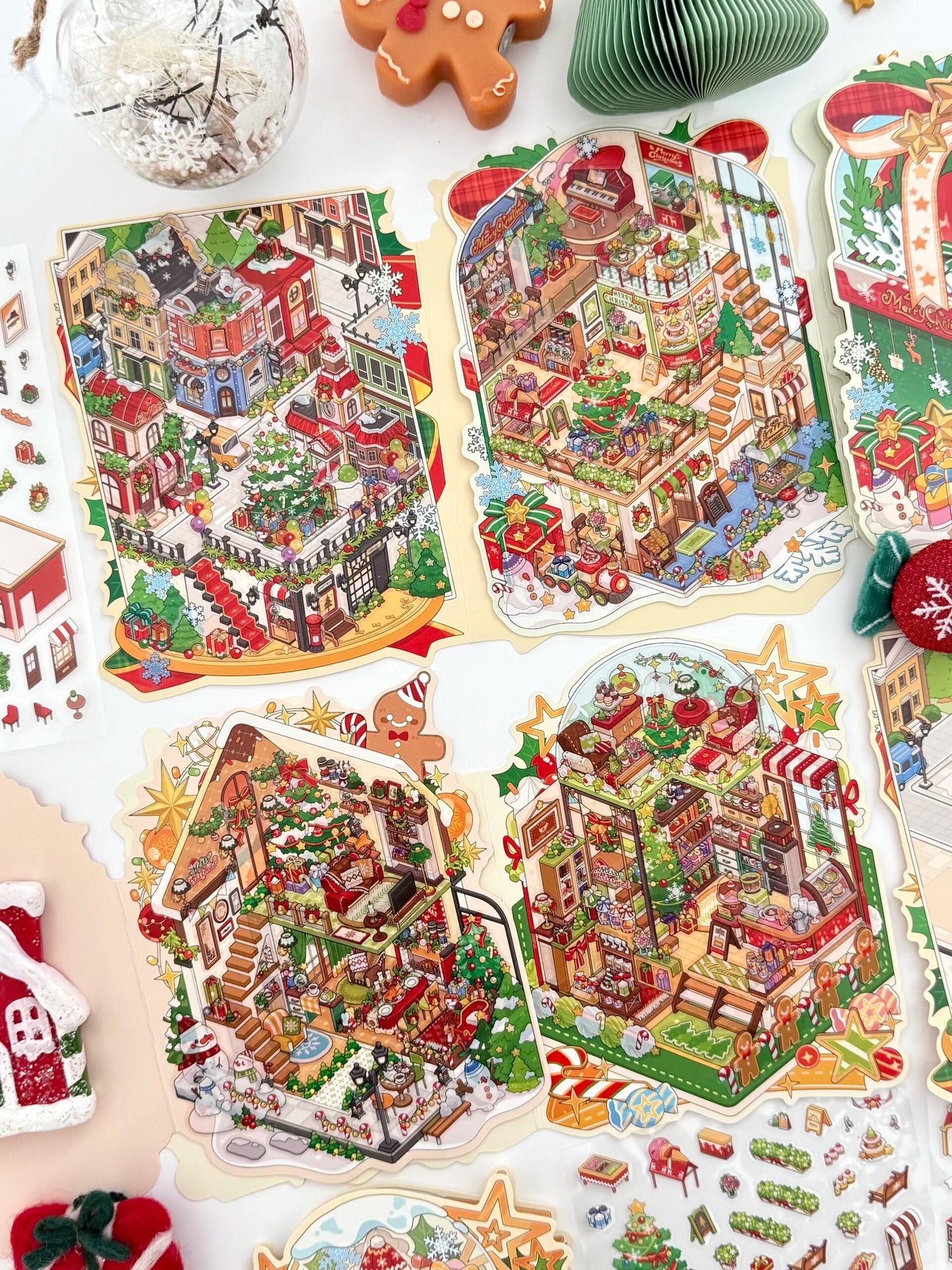 【Christmas Card】Christmas 3D DIY Miniature Sticker - 12 Scene Stickers