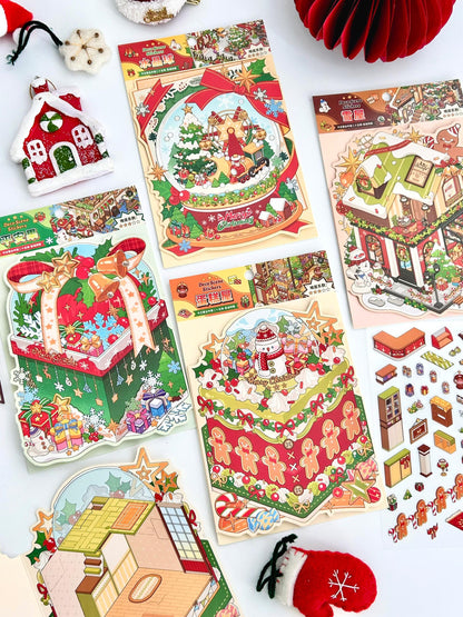 【Christmas Card】Christmas 3D DIY Miniature Sticker - 12 Scene Stickers