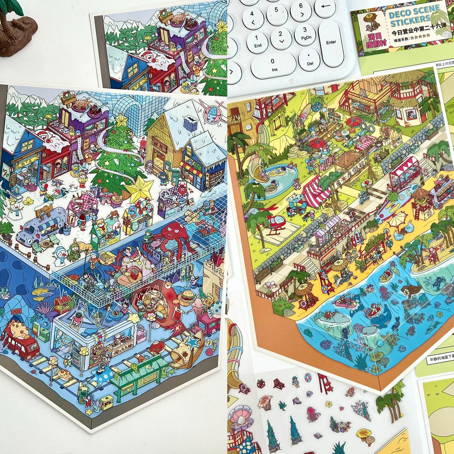 【Christmas Card】Christmas 3D DIY Miniature Sticker - 12 Scene Stickers