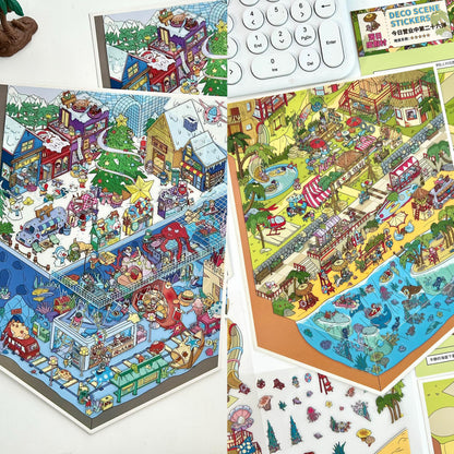 【Christmas Card】Christmas 3D DIY Miniature Sticker - 12 Scene Stickers