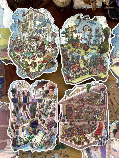 【Christmas Card】Christmas 3D DIY Miniature Sticker - 12 Scene Stickers